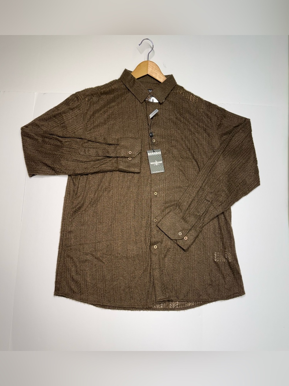 Barabas  Cable Knit Button Up Shirt Chocolate 3B26 Mens 2XL Retail $ 249 NWT